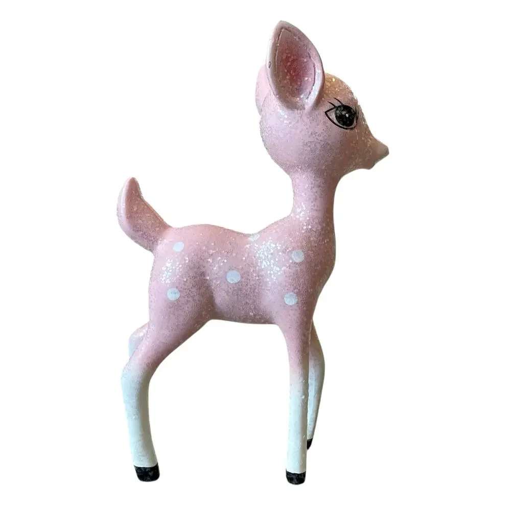 34th & Pine Pink Glitter Christmas Reindeer 9in Holiday Decor Viral NEW